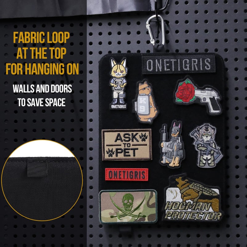 OneTigris Patch Board, Tactical Patches Display Panel Stand Holder Organizer with Loop Surface for Hook & Loop Patch, Morale Patch, Military Patch Collections(No Patches Included) - Black - Image 5